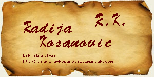 Radija Kosanović vizit kartica
